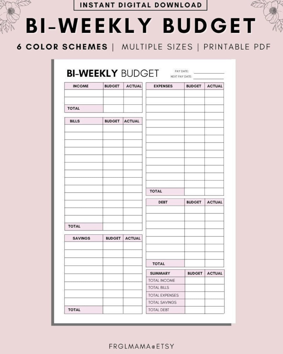 sample biweekly budget template