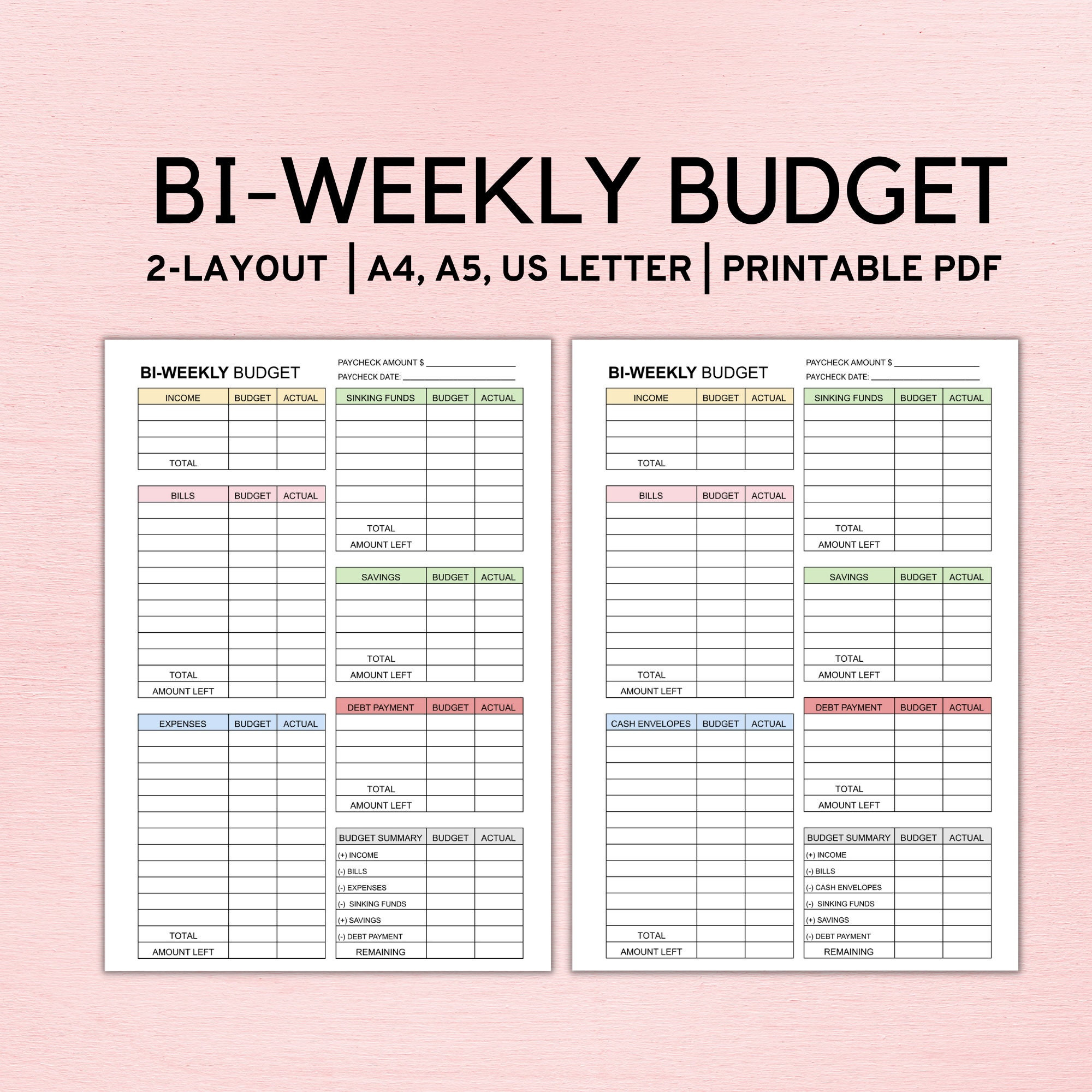 sample bi weekly budget template