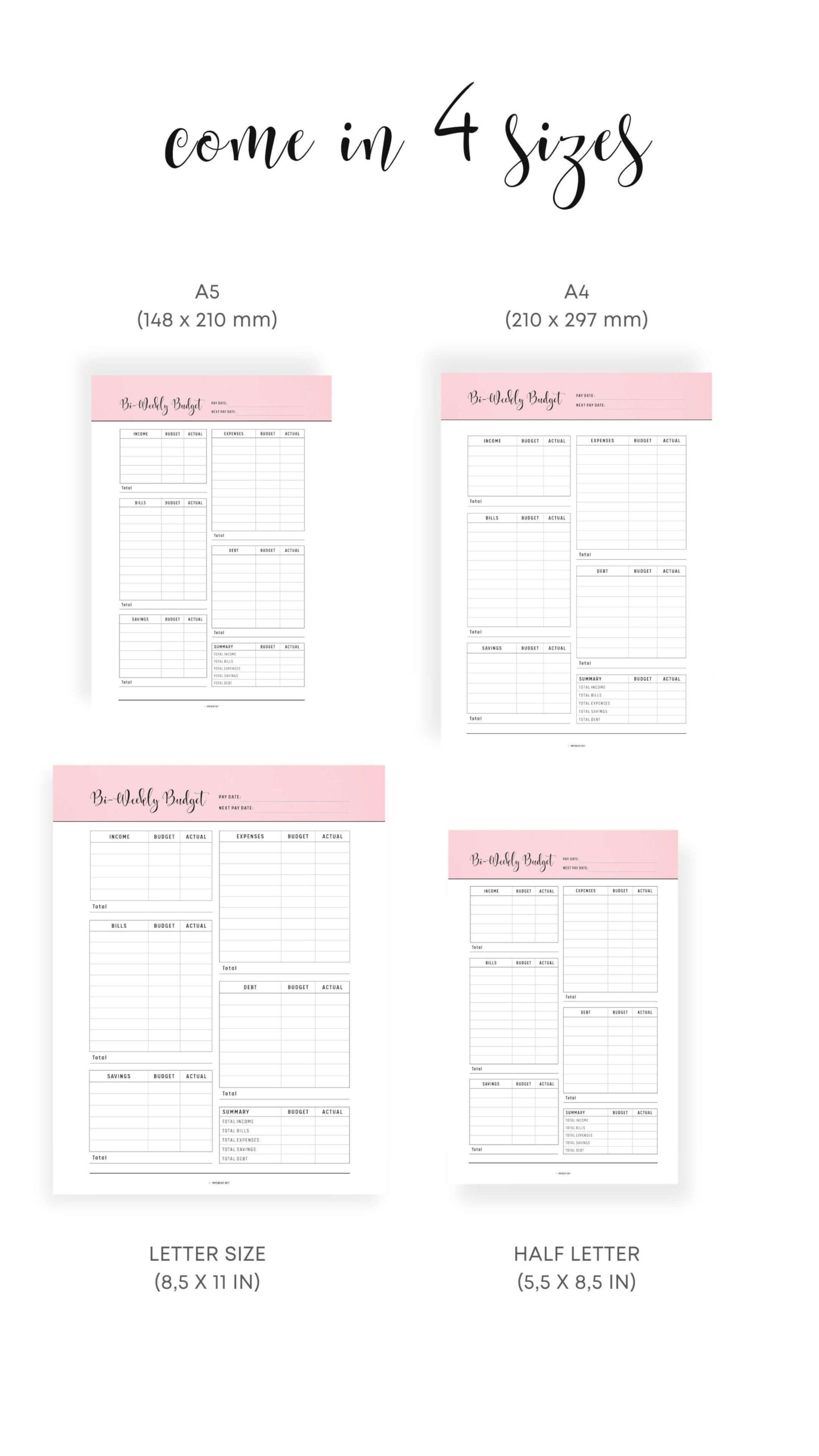 sample half payment budget template