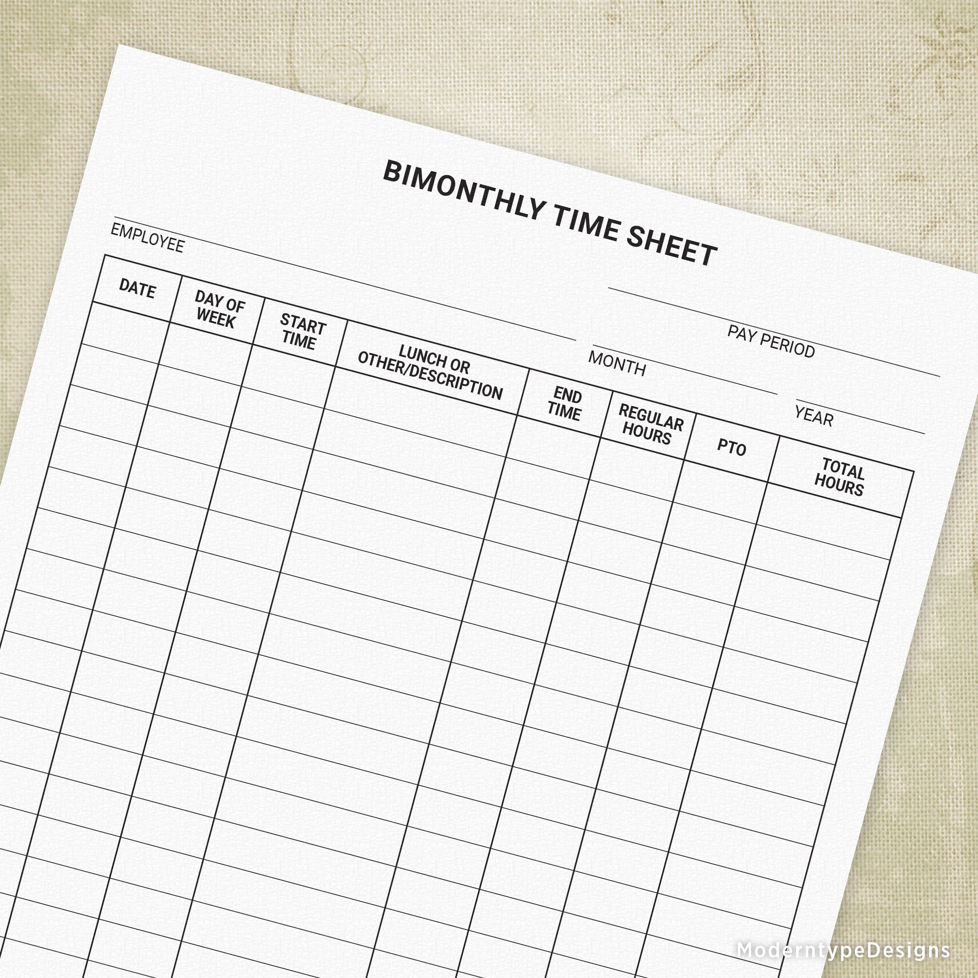 sample bi-monthly timesheet template