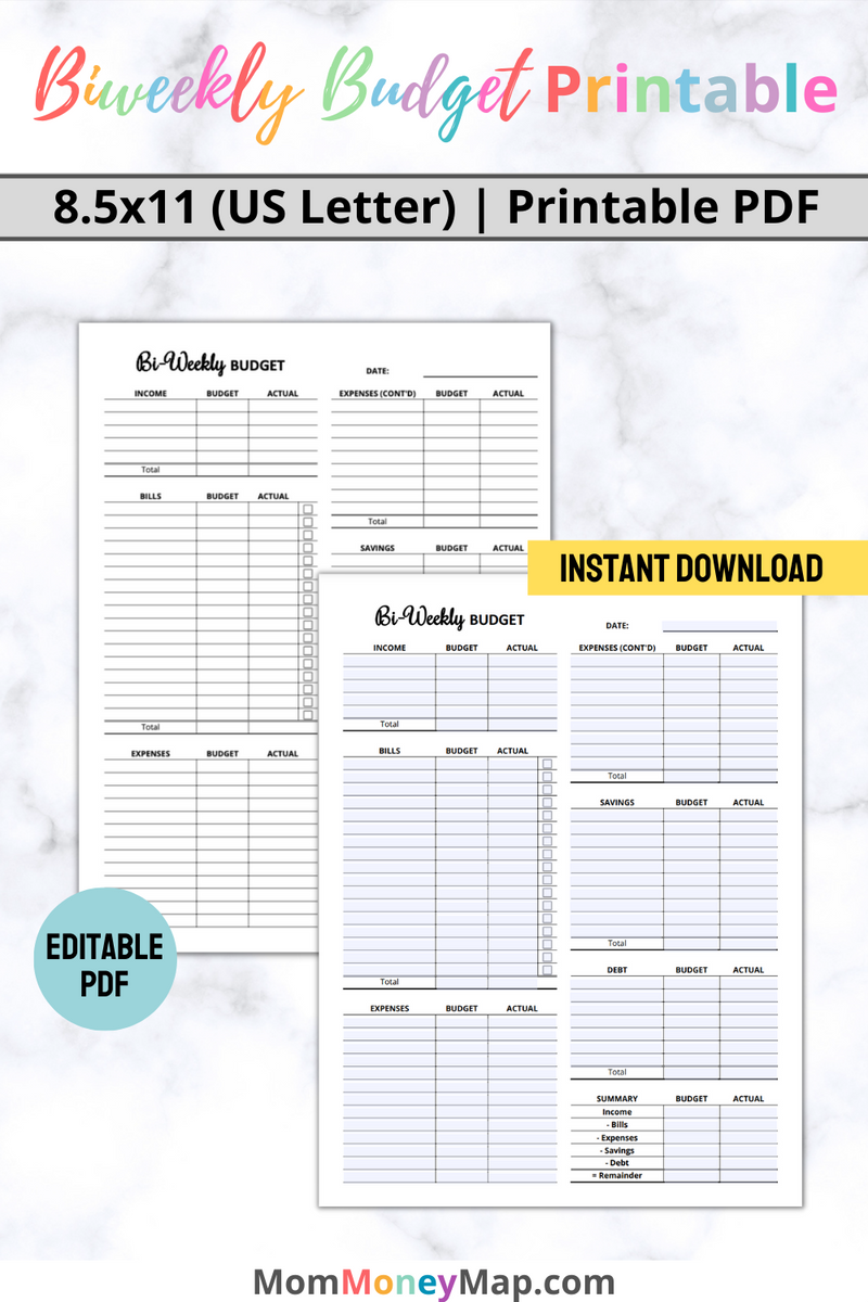 sample bi weekly pay budget template