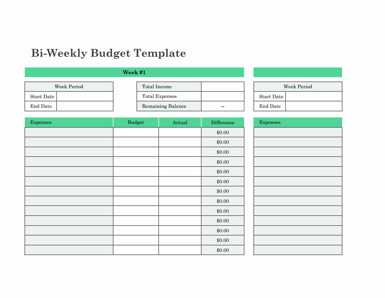 sample bi weekly pay budget template