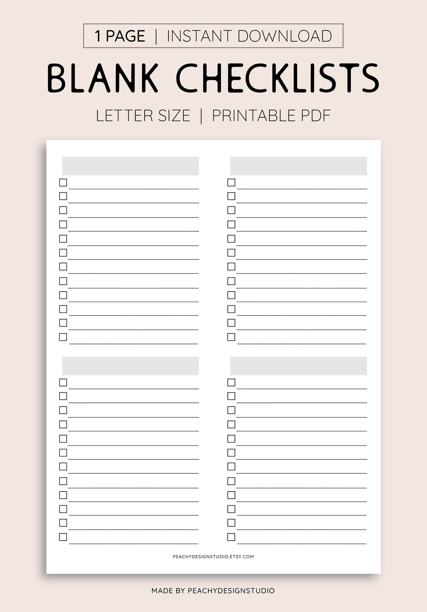 sample blank checklist template