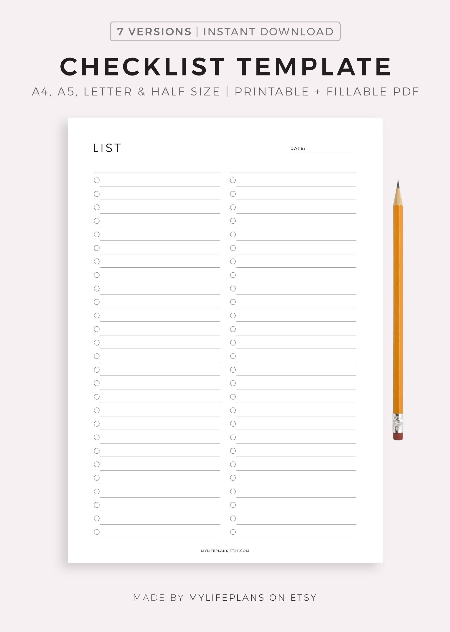 sample blank checklist template