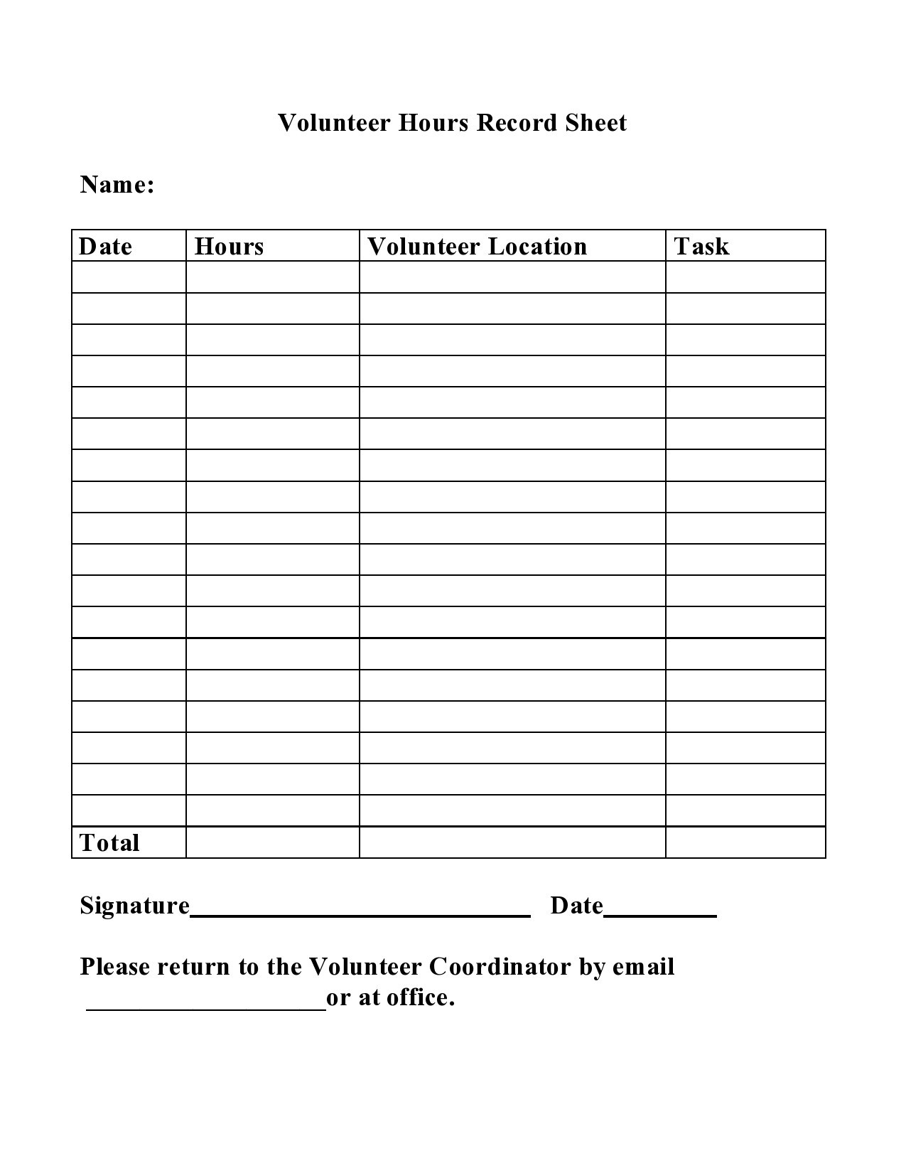 sample volunteer timesheet template