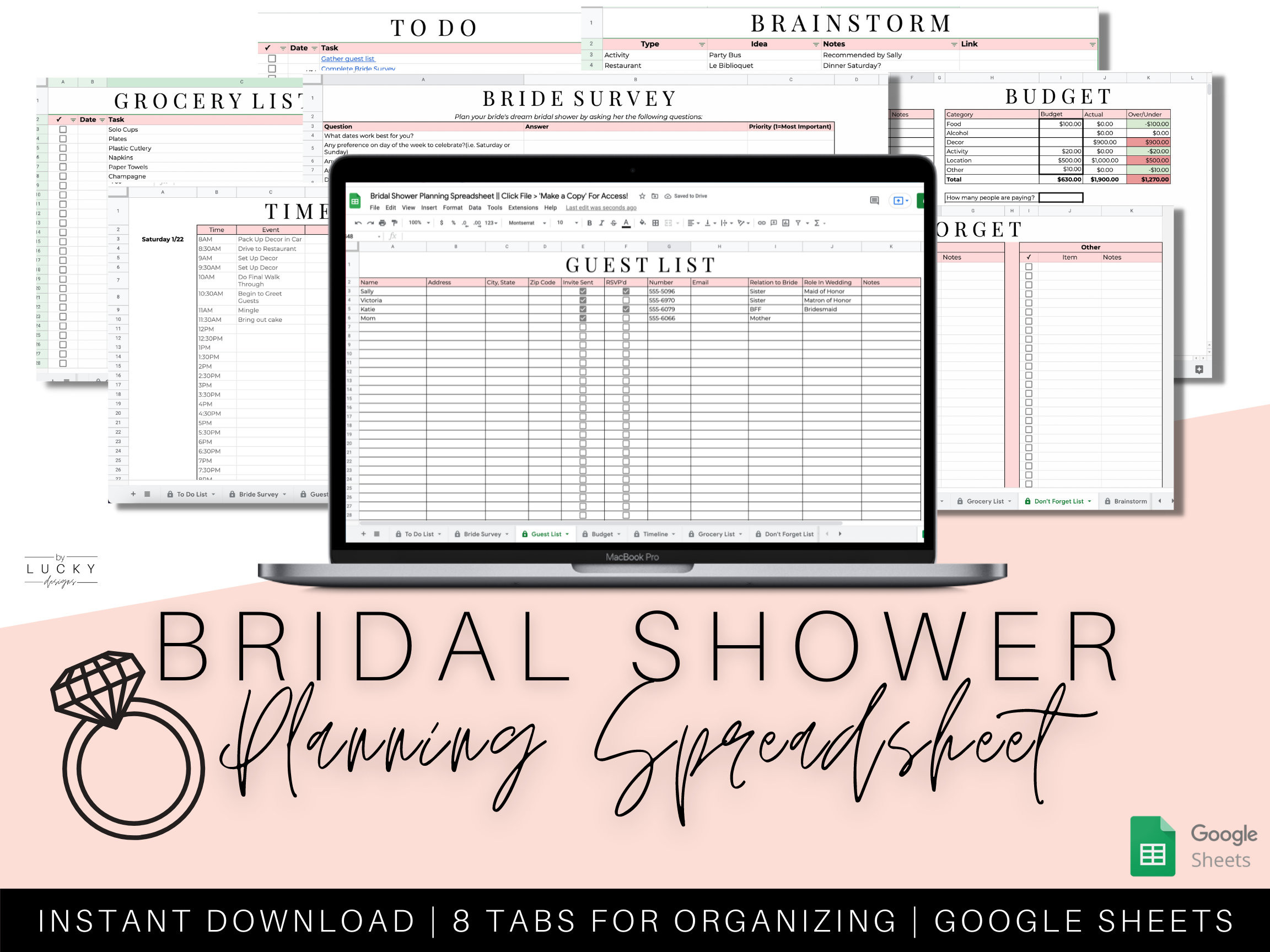 sample bridal shower budget template