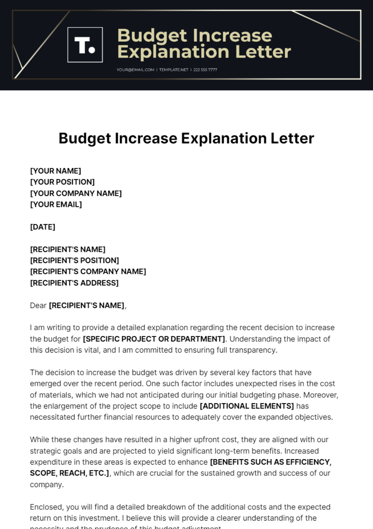 sample budget letter template for mortgage