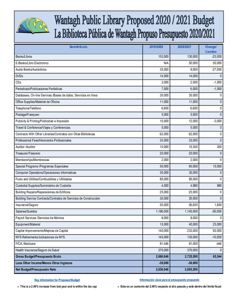 sample public library budget template