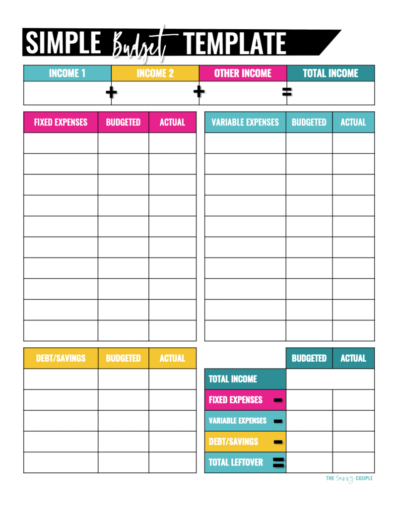 sample simple home budget template