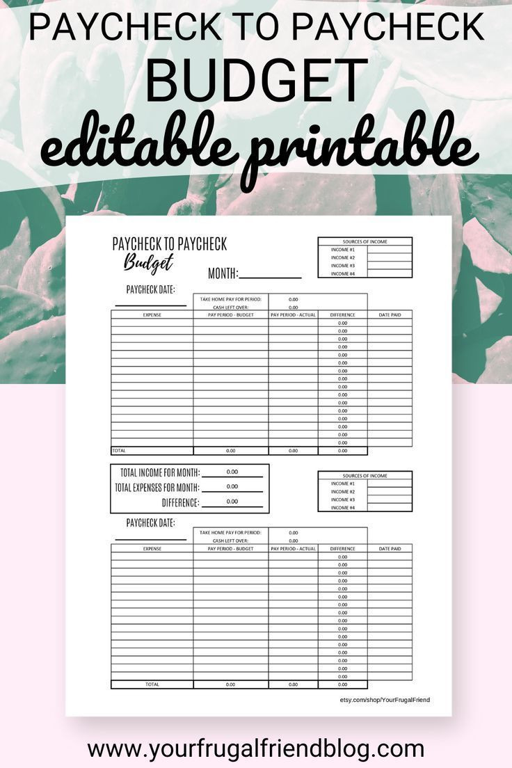 sample pay period budget template