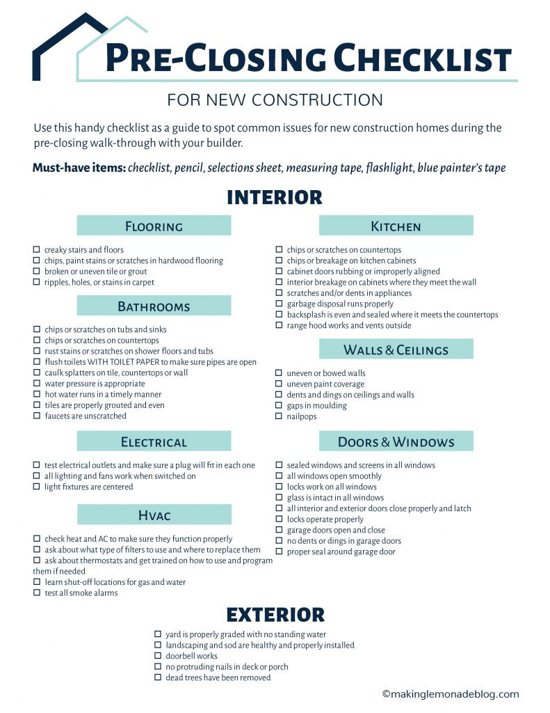 sample building checklist template