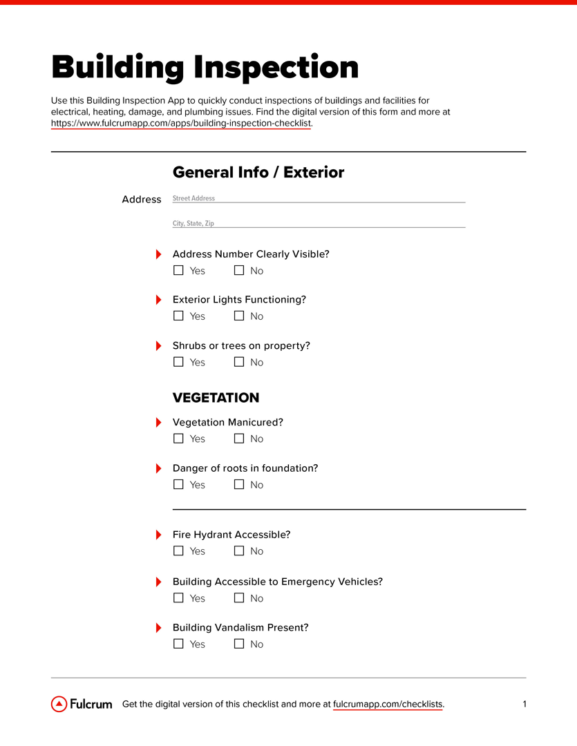 sample inspection checklist template