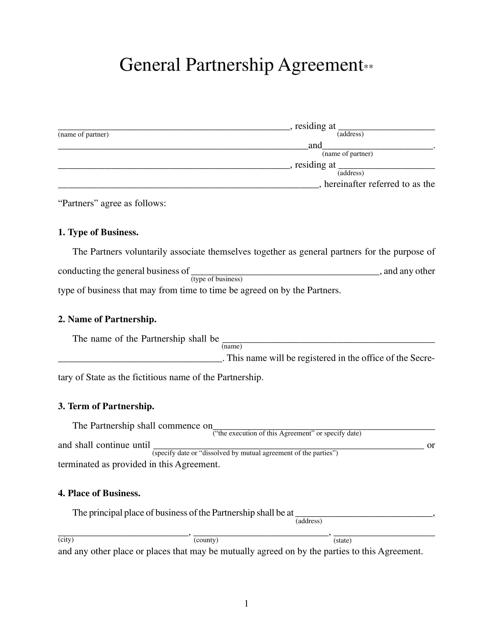 sample business agreement template