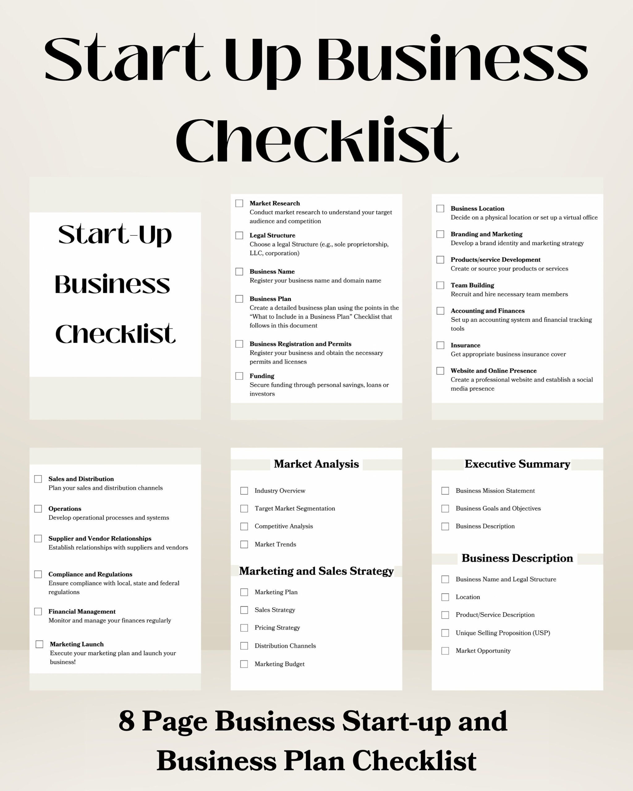 sample startup business checklist template