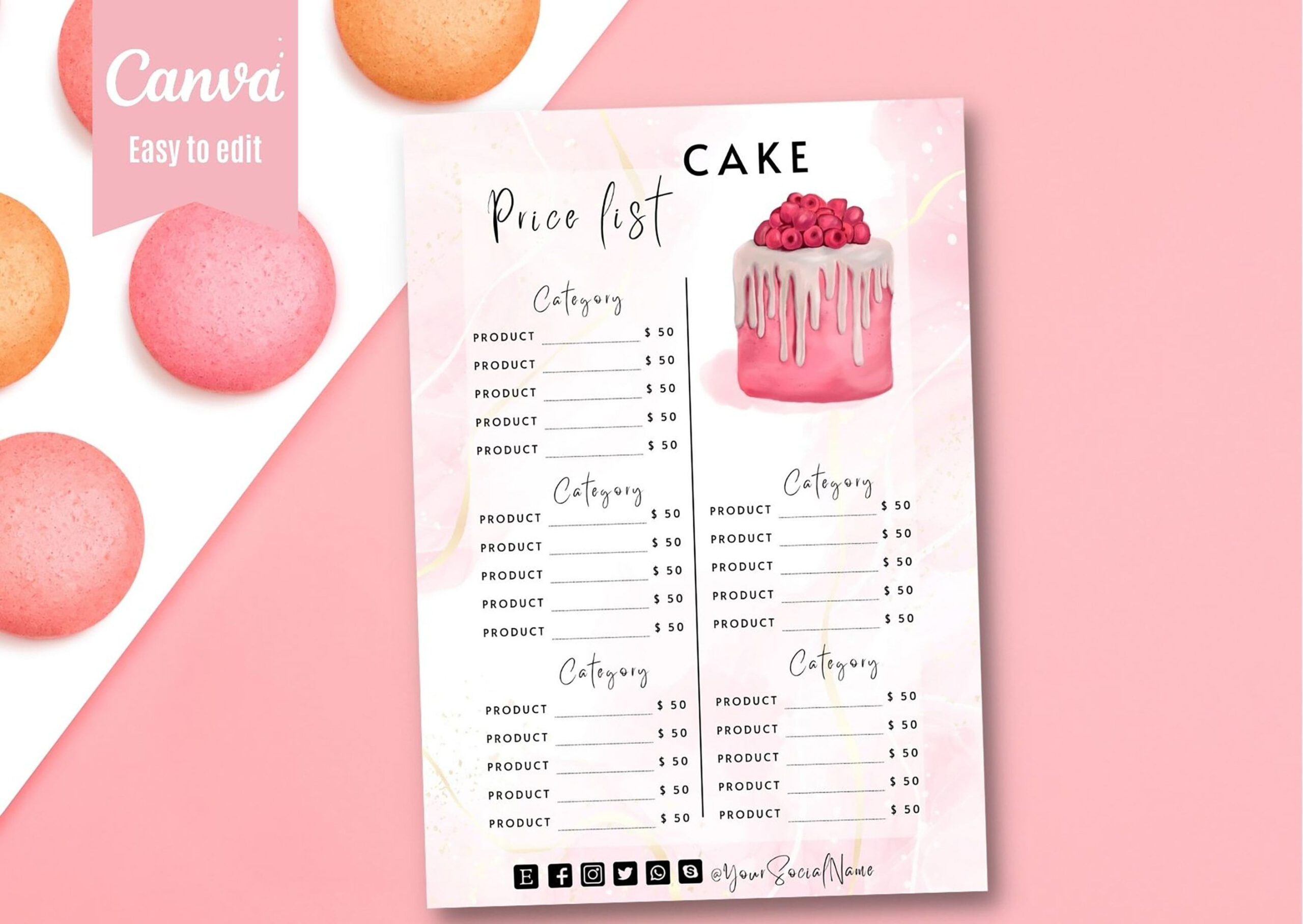 sample Homemade Cake Price List Template