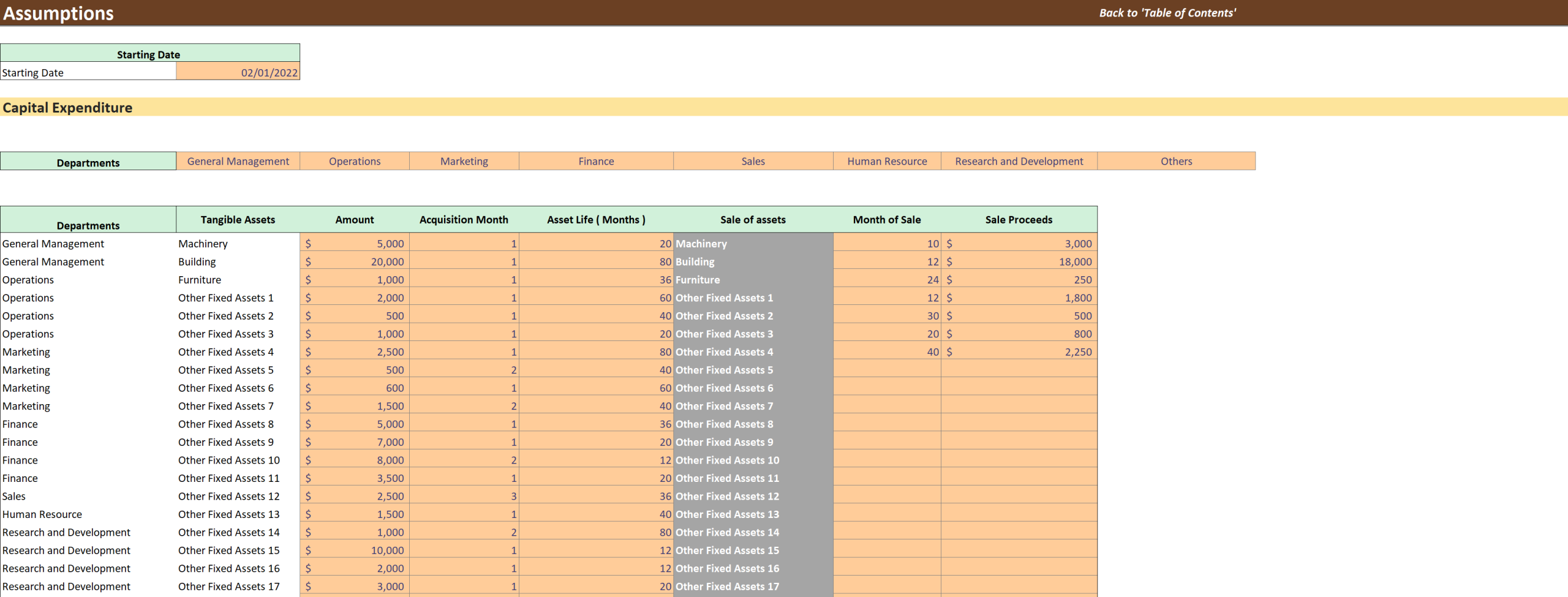 sample capital expenditures budget template