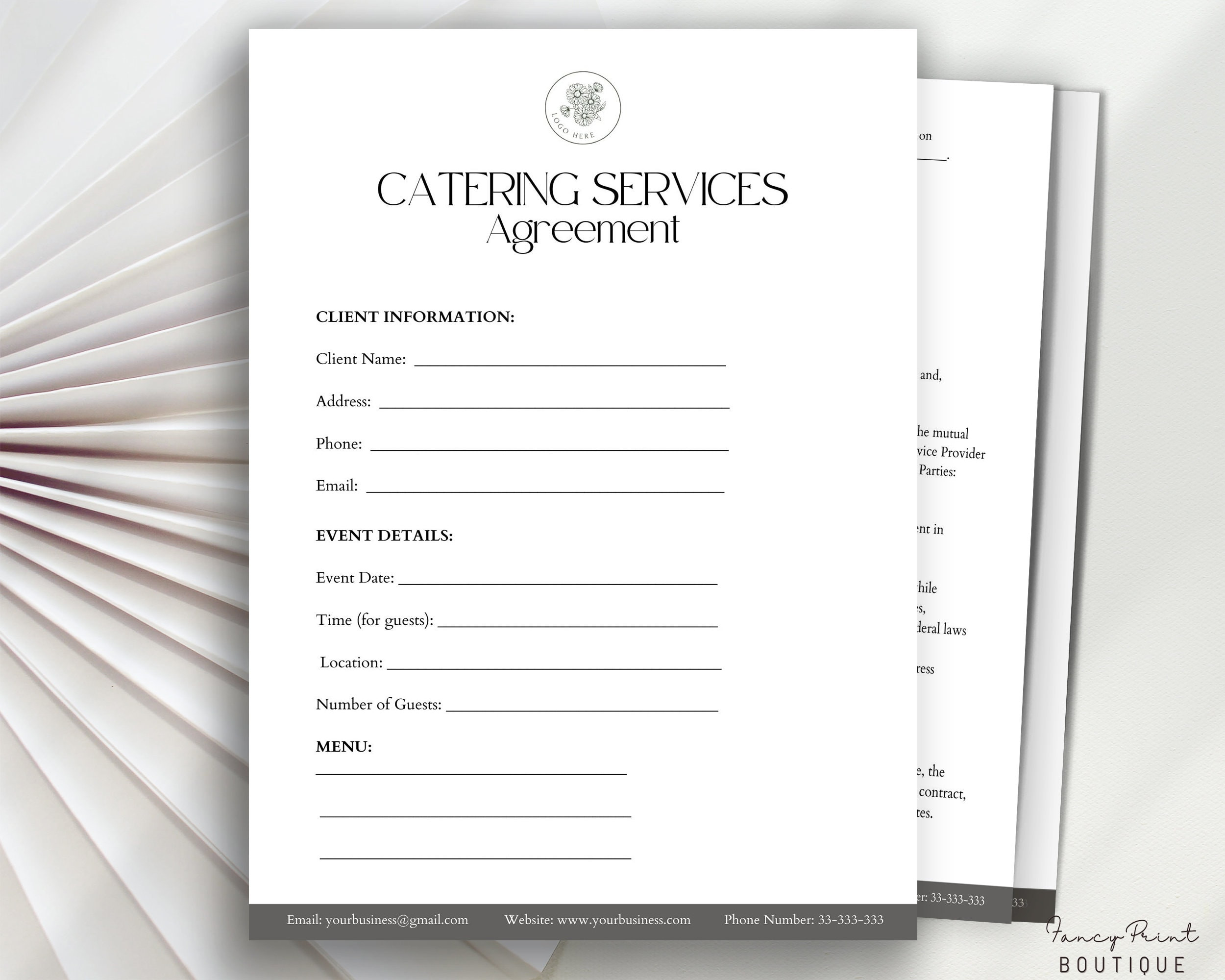 sample catering agreement template