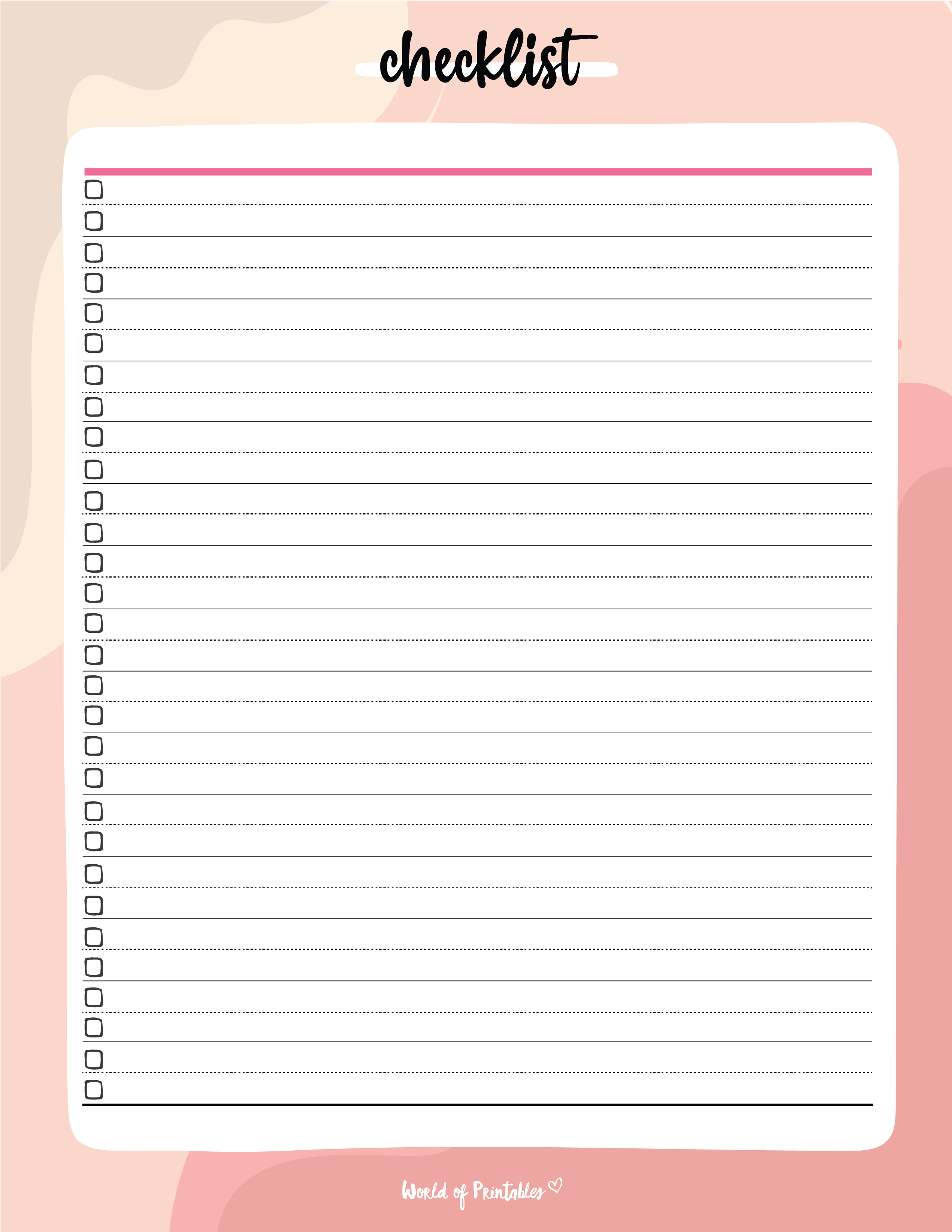 sample blank checklist template