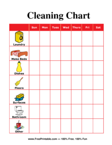 chore chart template for adults sample