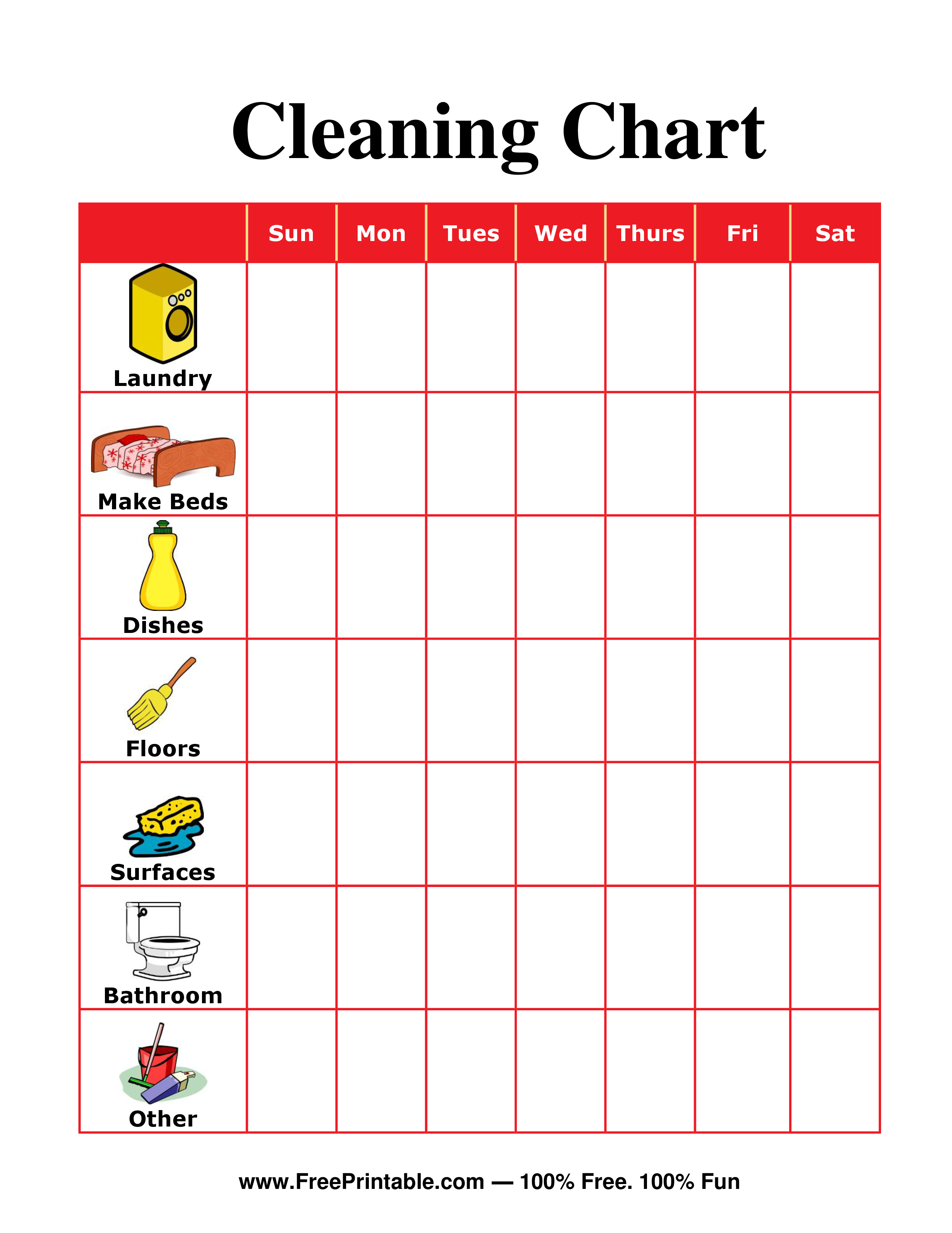 chore chart template for adults sample