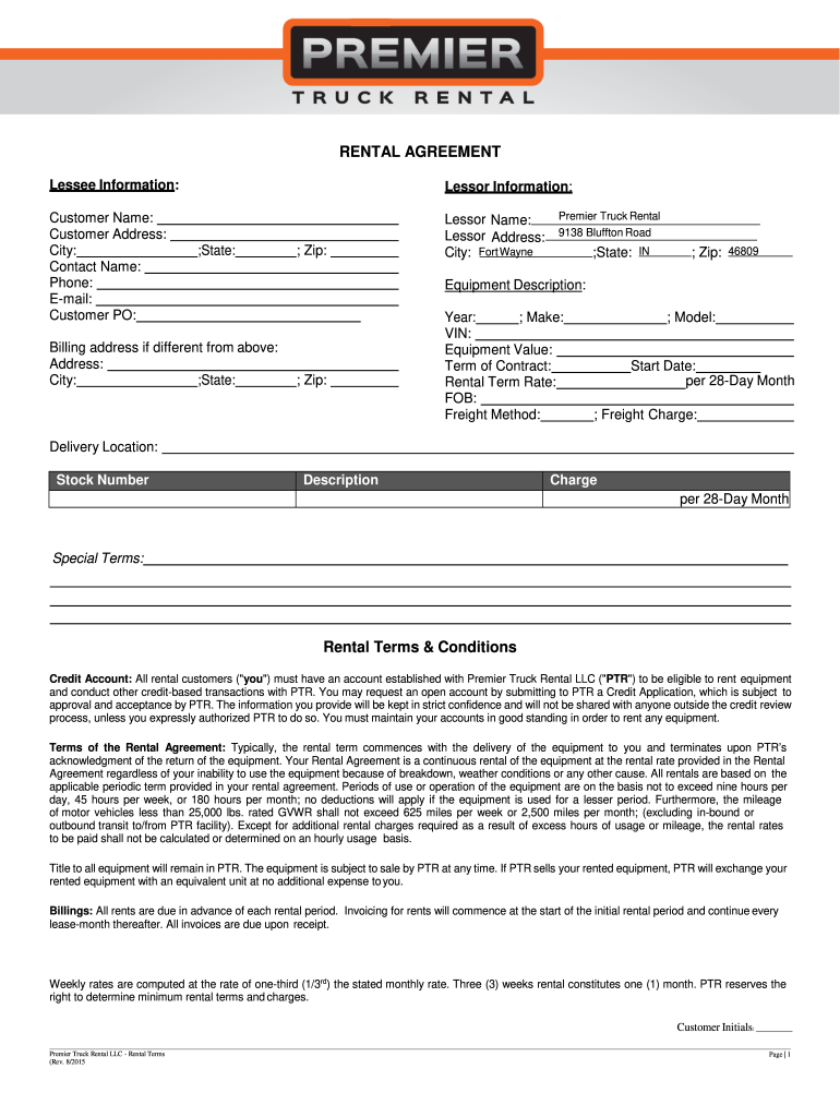 sample truck lease agreement template