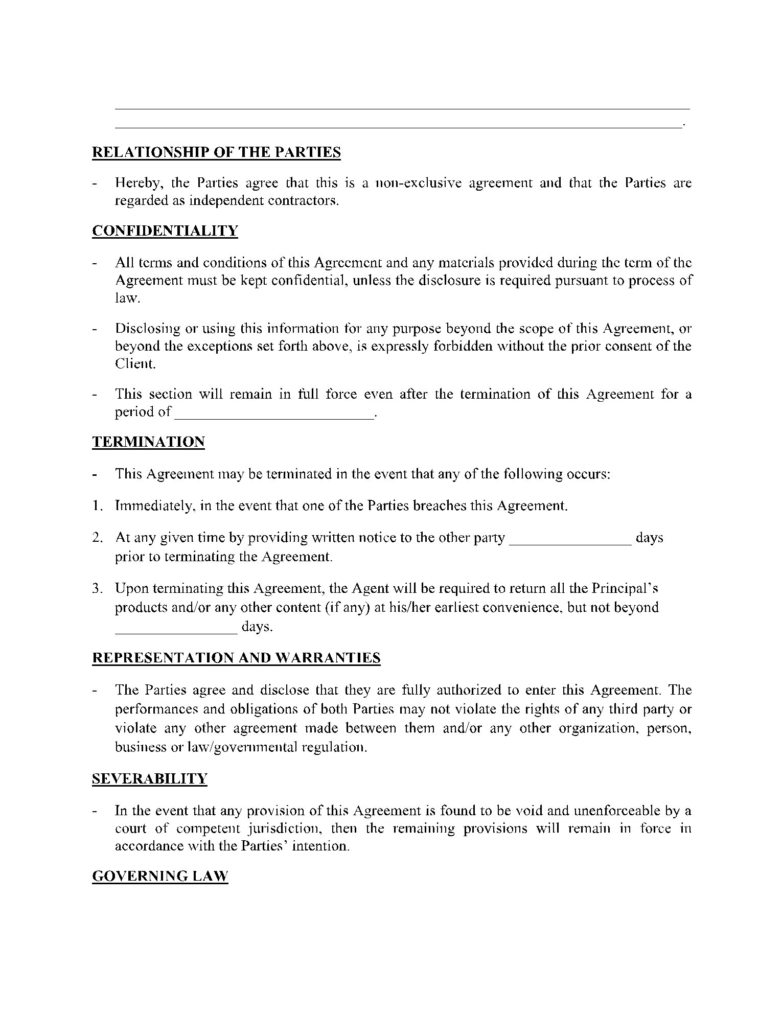 sample commission agreement template