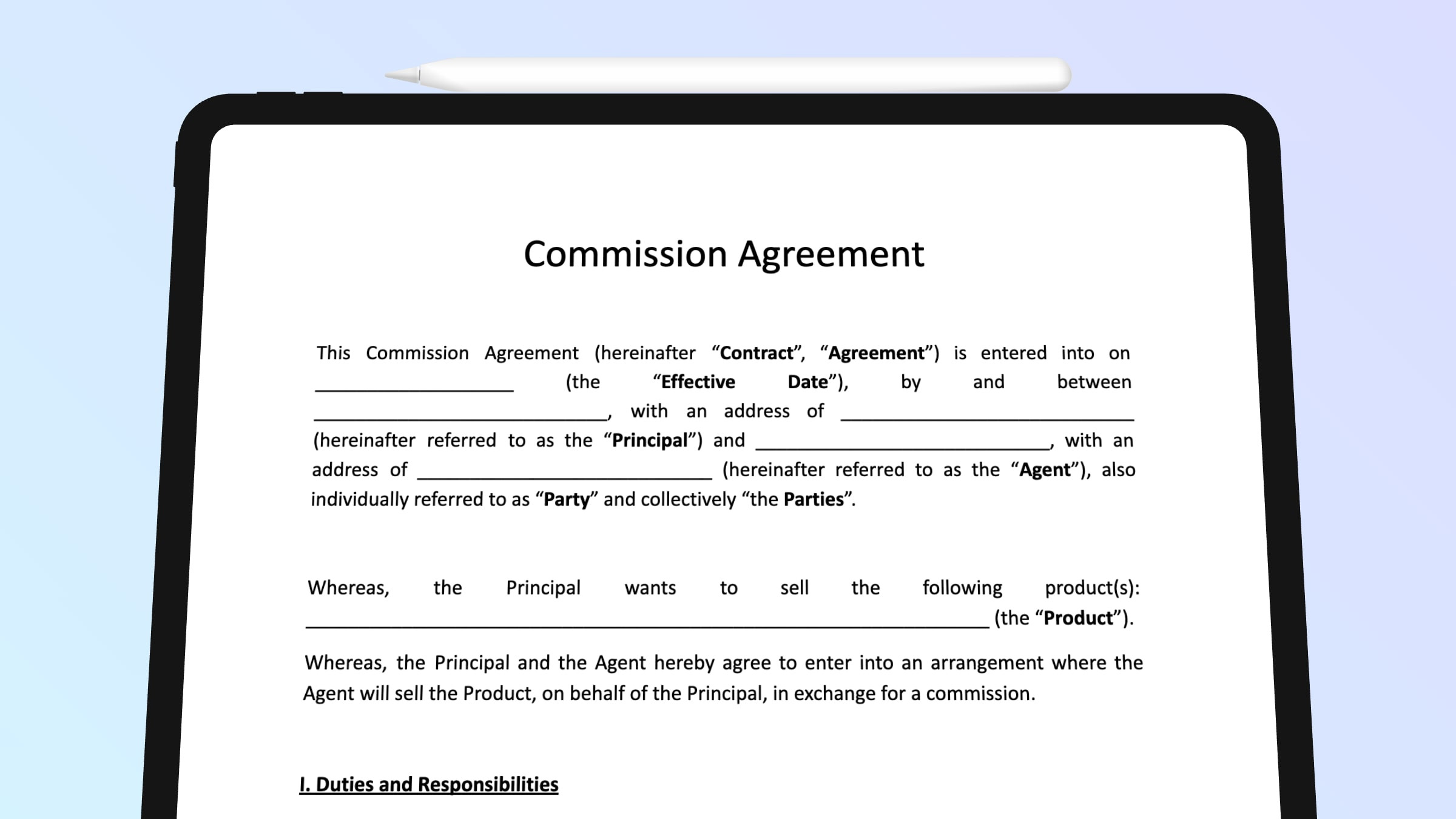 sample commission agreement template