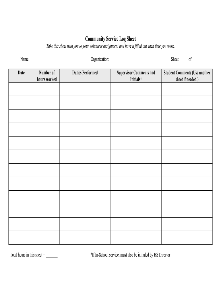 sample volunteer timesheet template