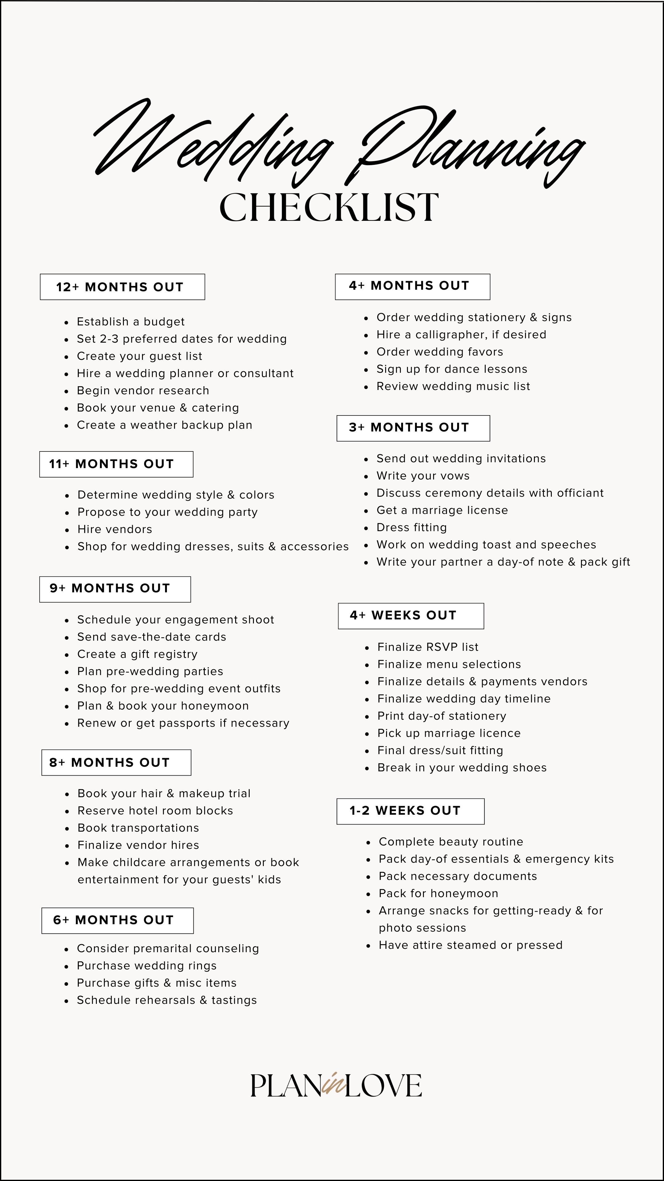 Complete Wedding Planning Checklist Printable Wedding Planning