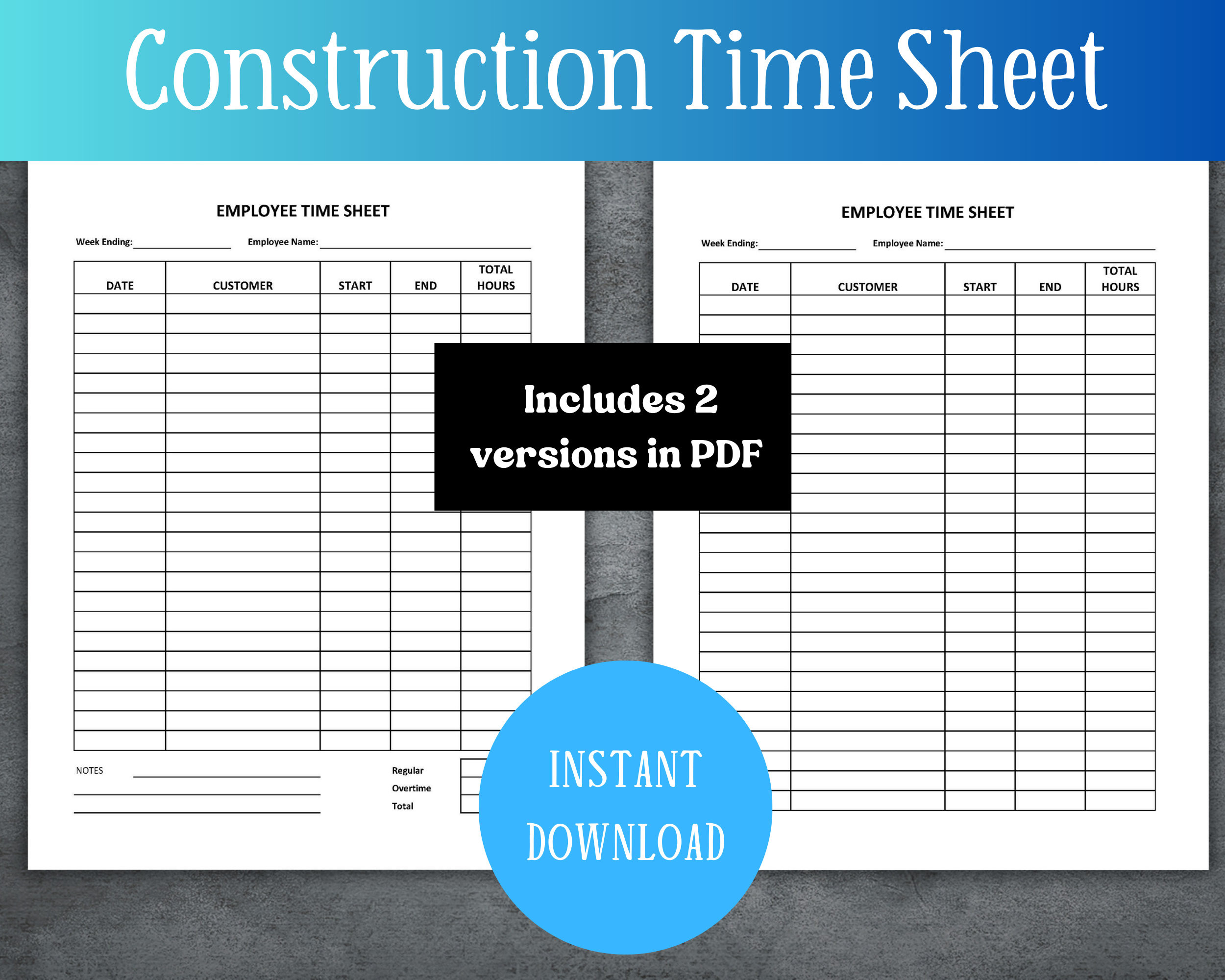 sample construction daily timesheet template