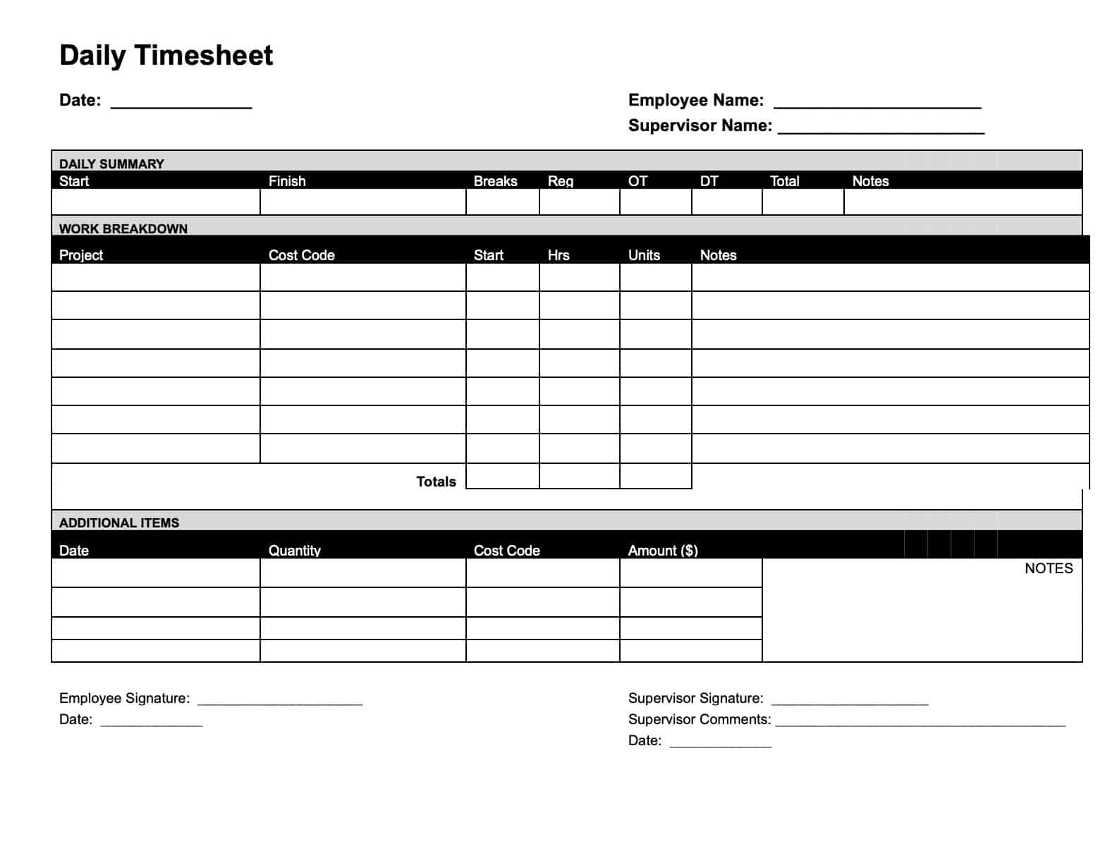 sample construction timesheet template