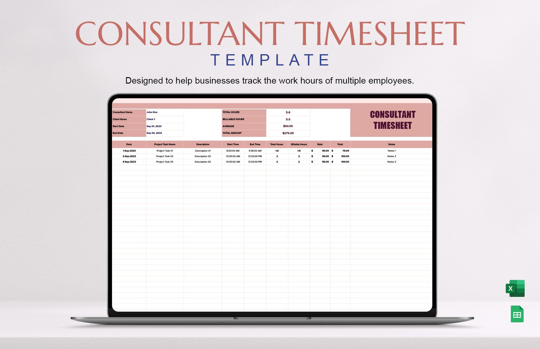 sample consulting timesheet template