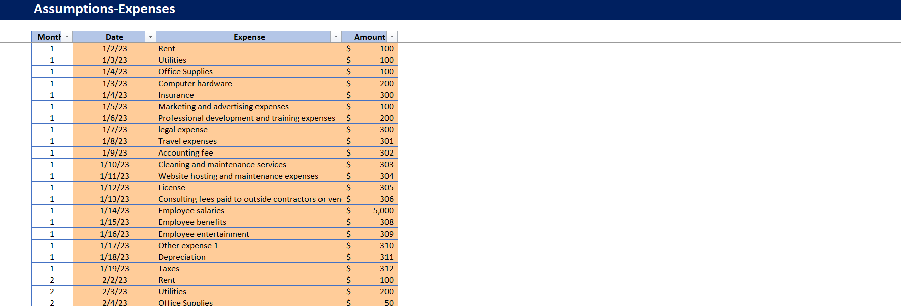 sample consultant budget template