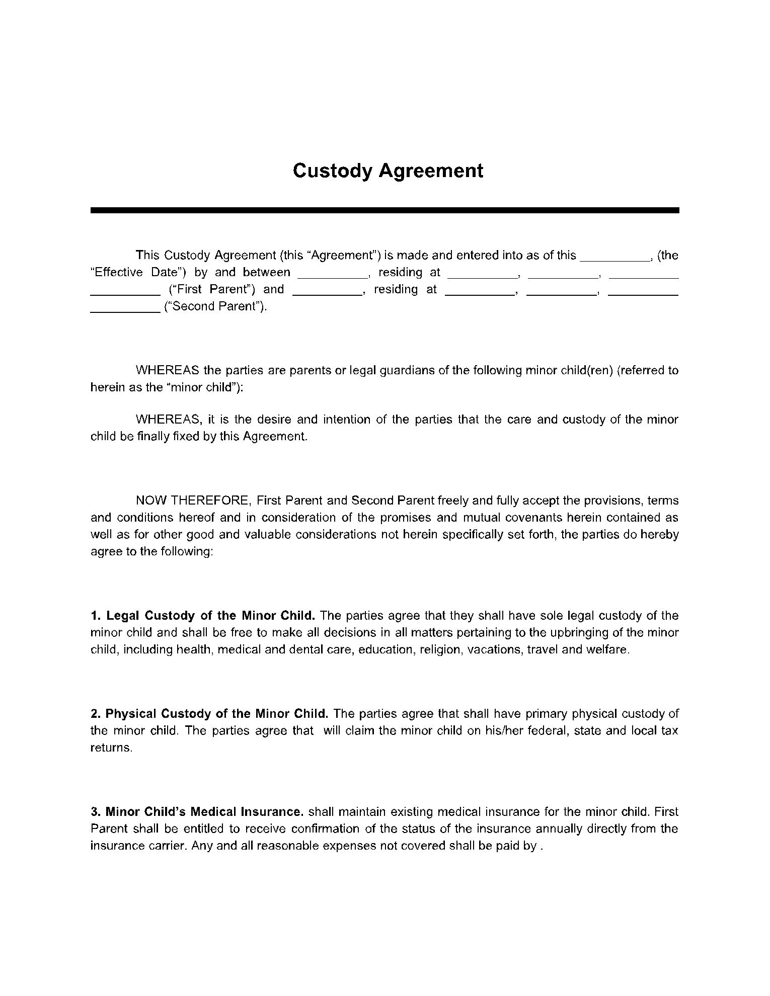 sample custodian agreement template