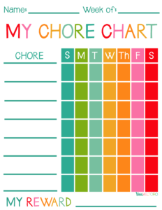 daily chores chart template