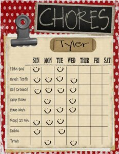 daily chores chart template example