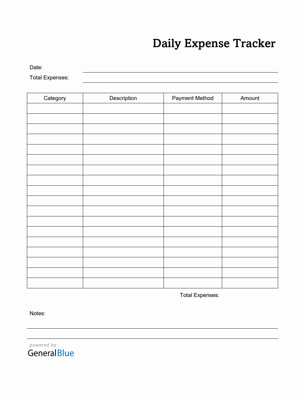 sample daily budget template