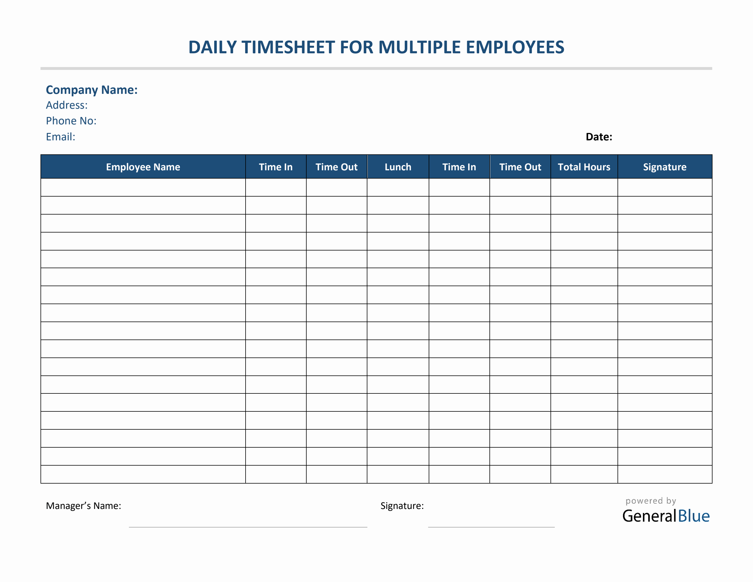 》Printable Daily Employee Timesheet Template