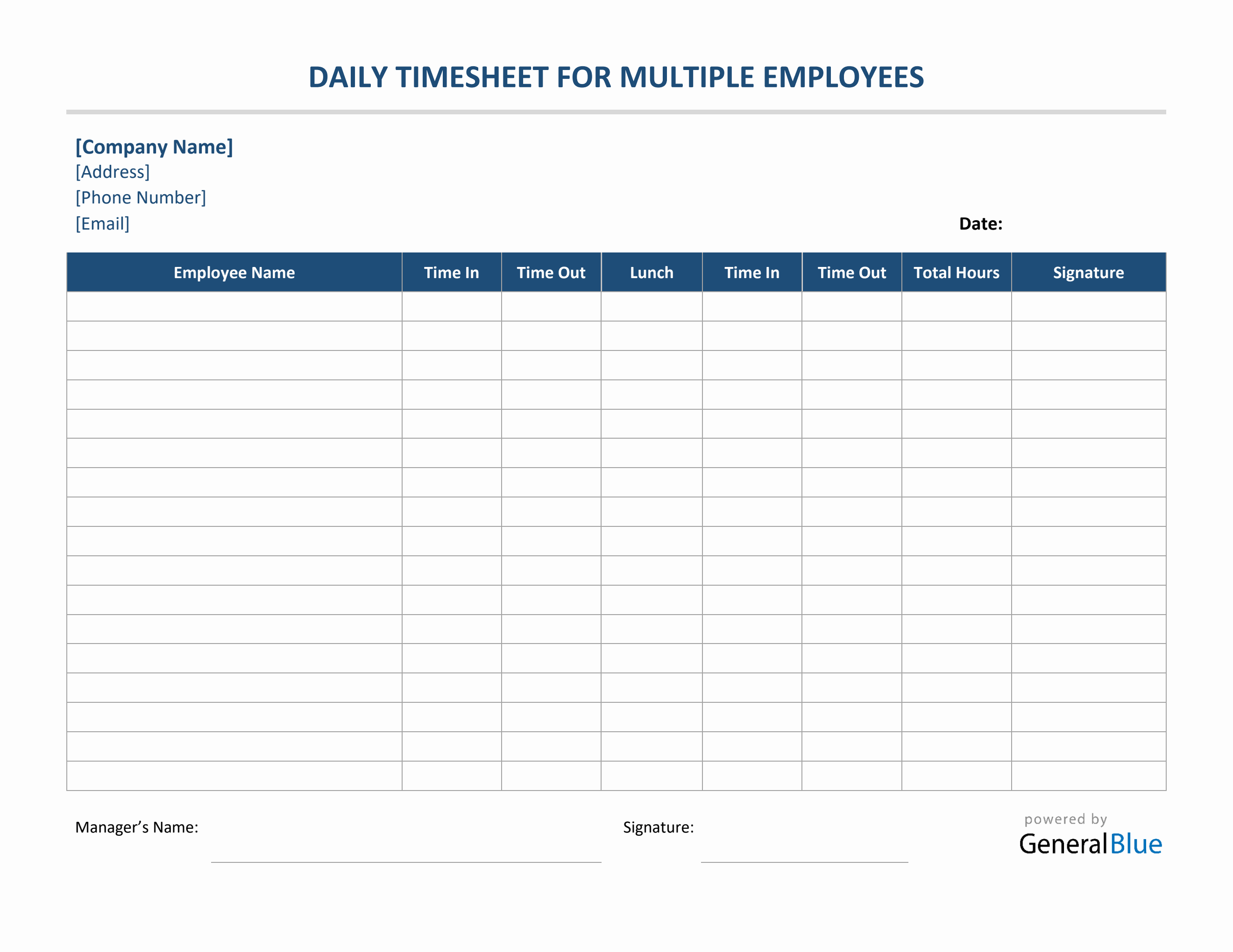 sample multiple employee weekly timesheet template