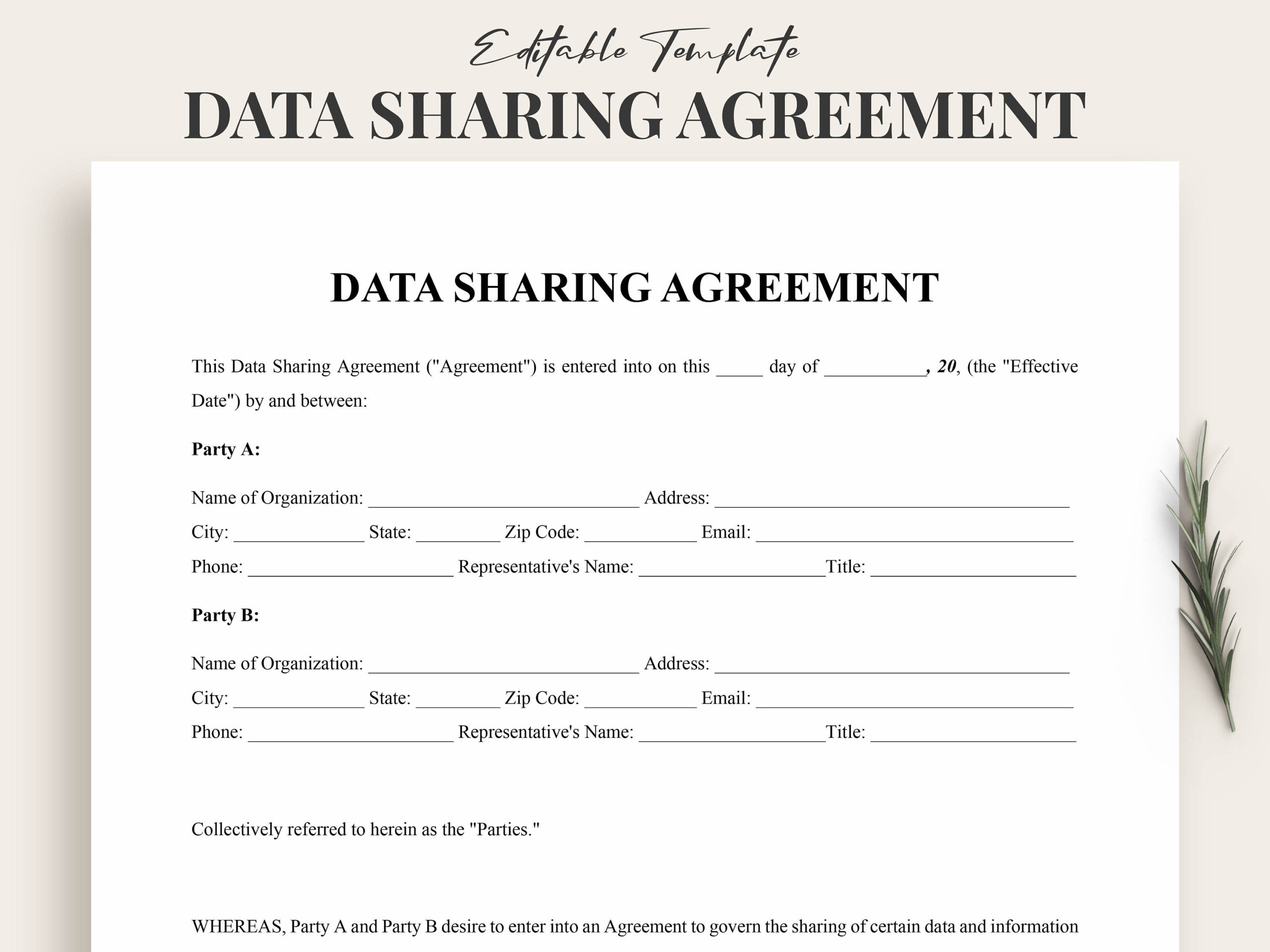 sample data sharing agreement template