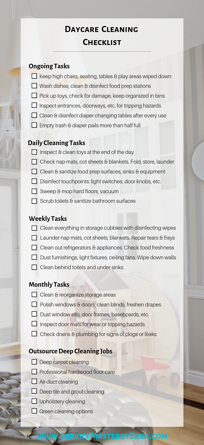 sample daycare cleaning checklist template