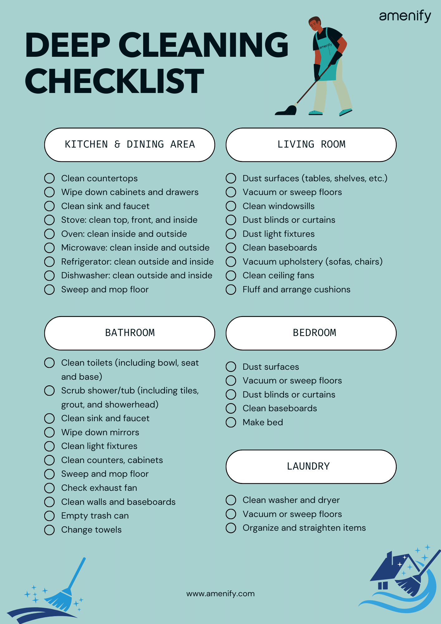 sample residential cleaning checklist template