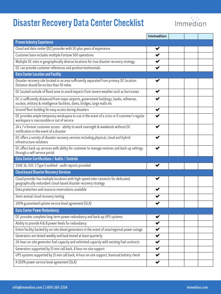 sample disaster recovery checklist template