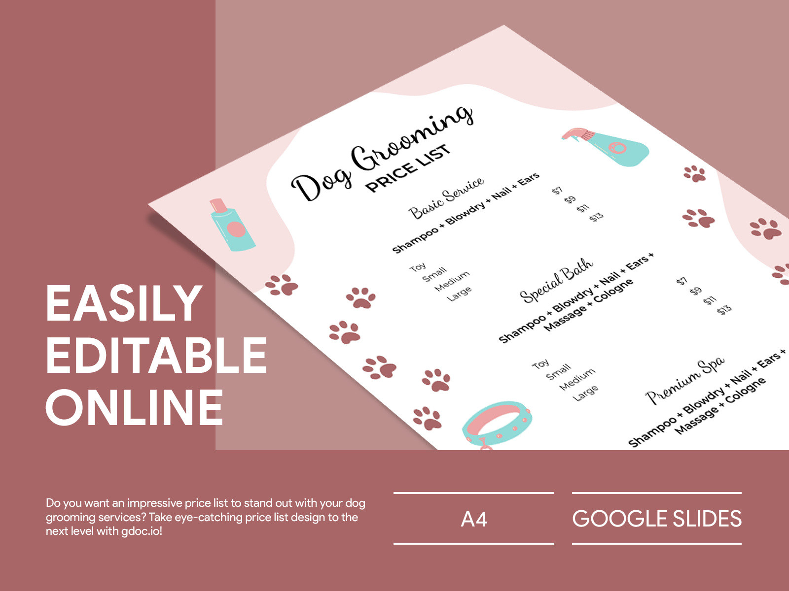 sample Dog Grooming Price List Template