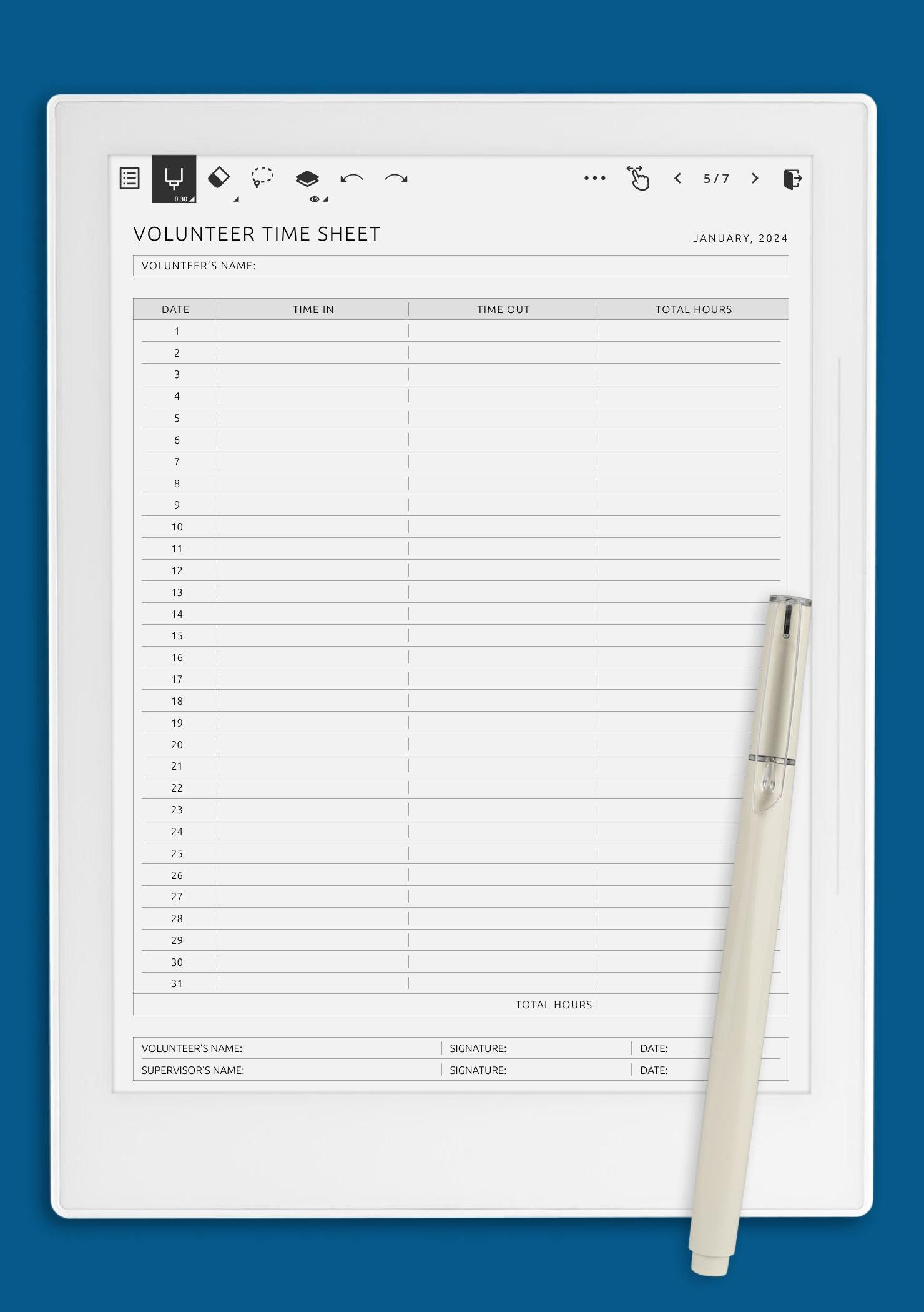 sample volunteer timesheet template