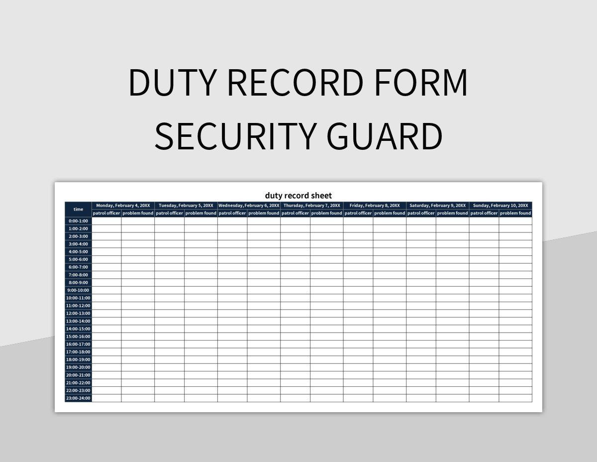 sample security guard timesheet template