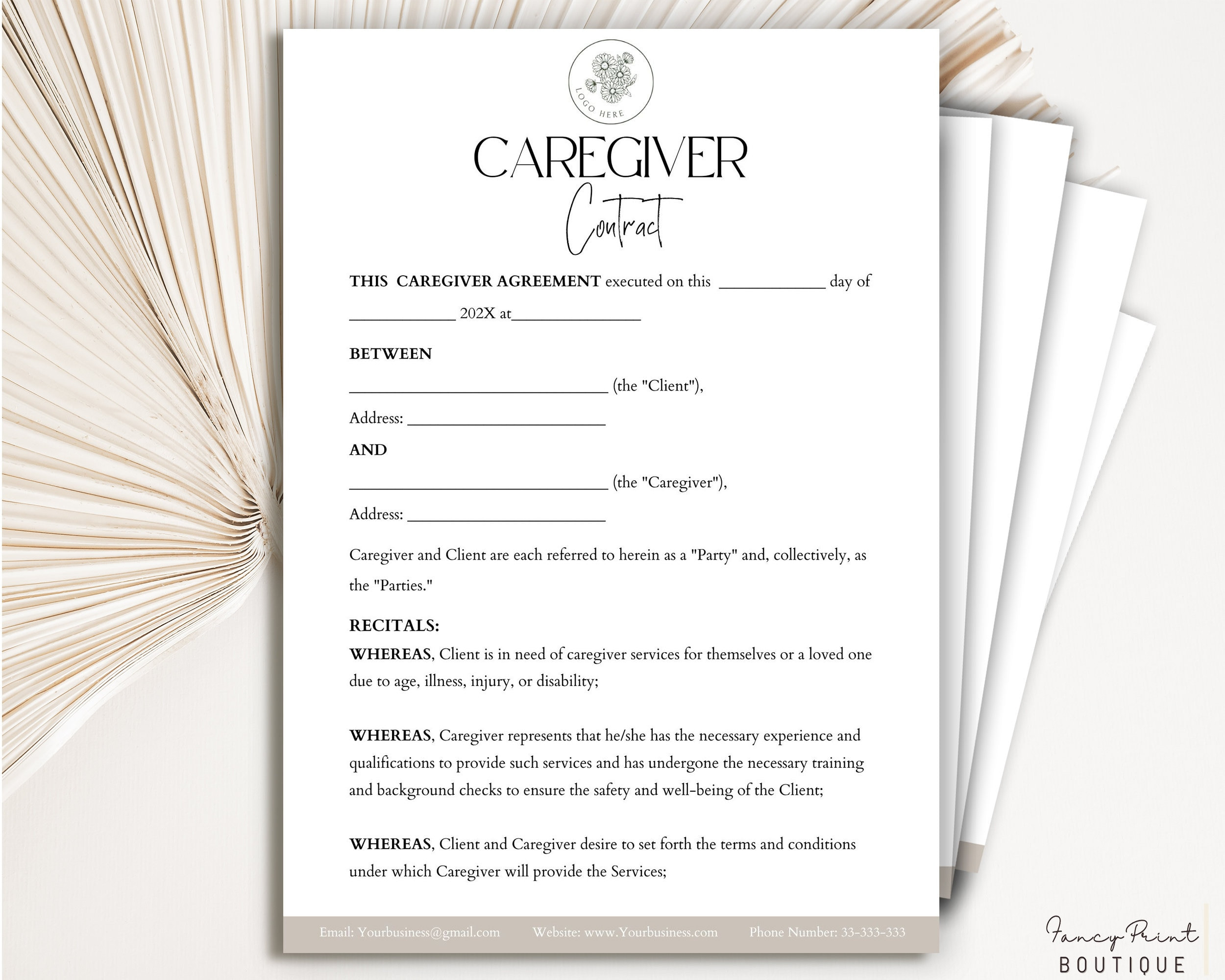 sample caregiver agreement template