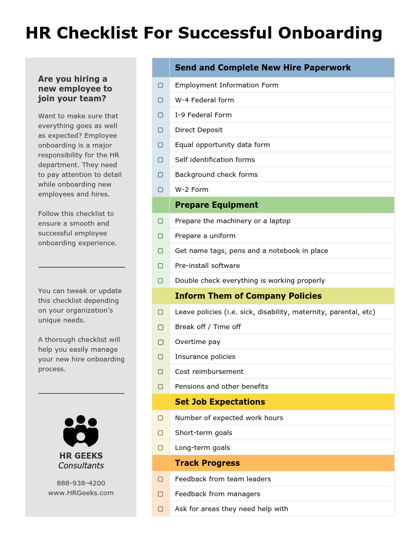 sample onboarding process checklist template