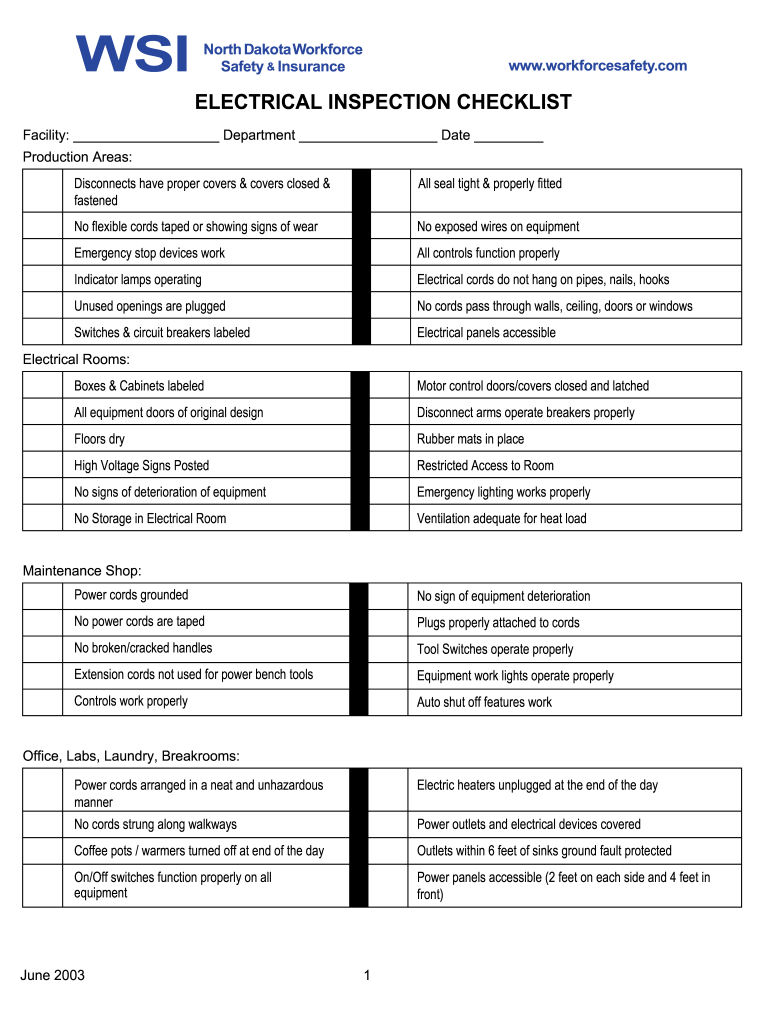 sample residential electrical inspection checklist template