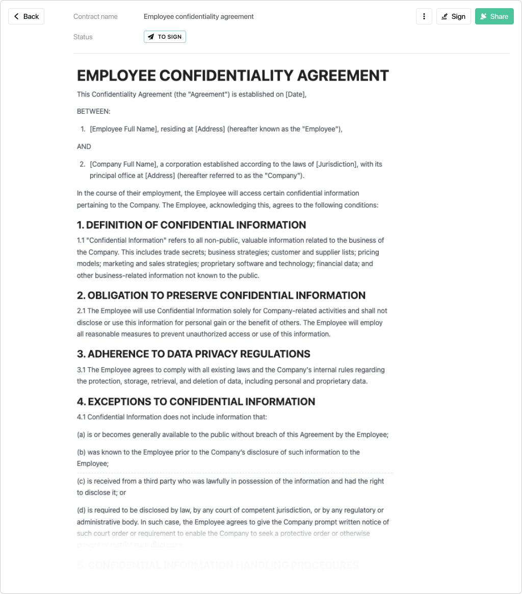 sample Staff Confidentiality Agreement Template